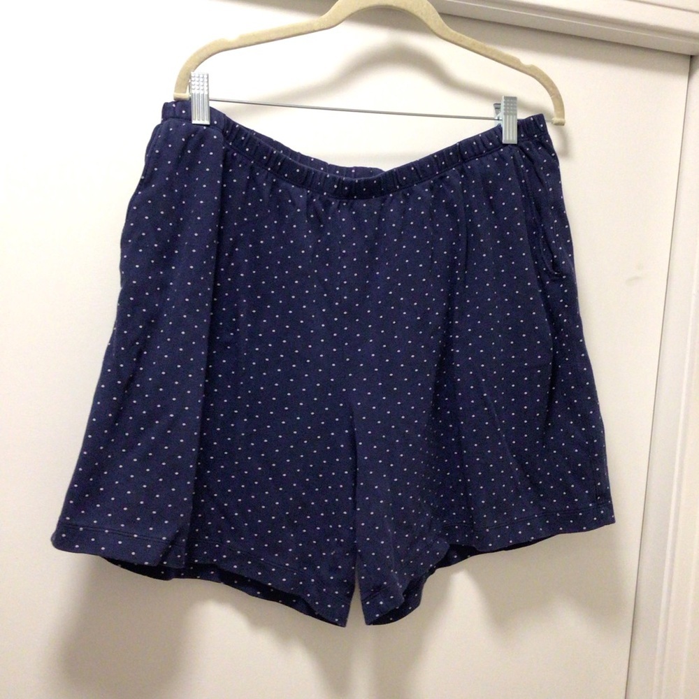 Womens Lands End Navy with White Polka Dots Pull on Shorts